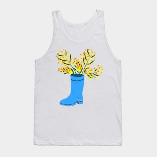 Rubber boots Wellies blue Wellington boots and mimosa flower Tank Top